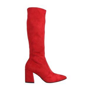 PREGUNTA square heel red Boots suede effect leather sole